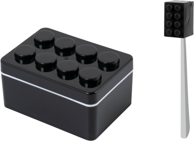 호후 욕실 받침 걸이 레고브릭 칫솔 비누 케이스 세트, 블랙, 1세트