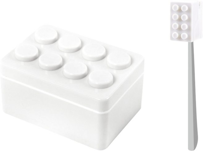 호후 욕실 받침 걸이 레고브릭 칫솔 비누 케이스 세트, 화이트, 1세트