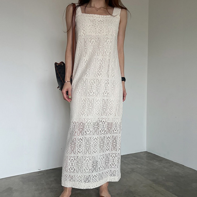 페이퍼먼츠 스퀘어 니트 짜임 민소매 이너 원피스 10200