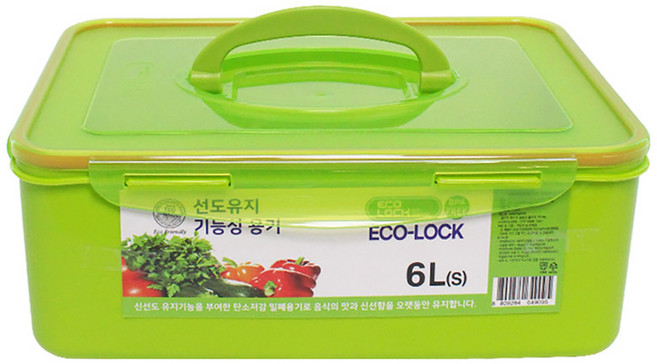 에코락 신선보관 기능성 보관기간연장 김치 밀폐용기, 6L, 1개