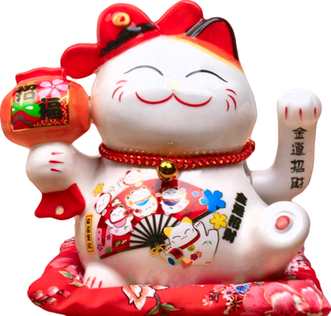 半島良品 招財貓擺飾, 紅色 + 白色