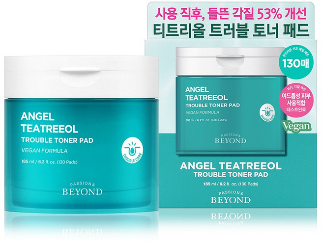 비욘드 엔젤 티트리올 트러블 토너 패드 185ml, 1개, 130매입
