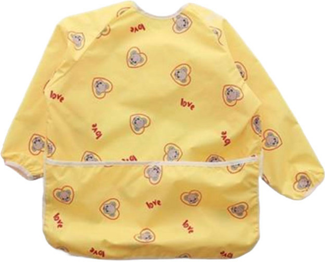 아이엠베베 아동용 애니멀 방수 미술가운, 옐로우곰돌