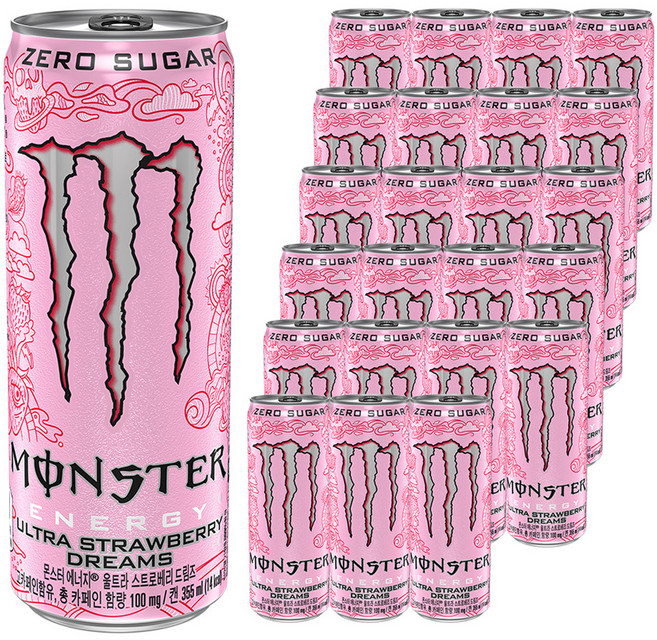 몬스터 에너지 드링크 울트라 스트로베리 드림즈, 355ml, 24개