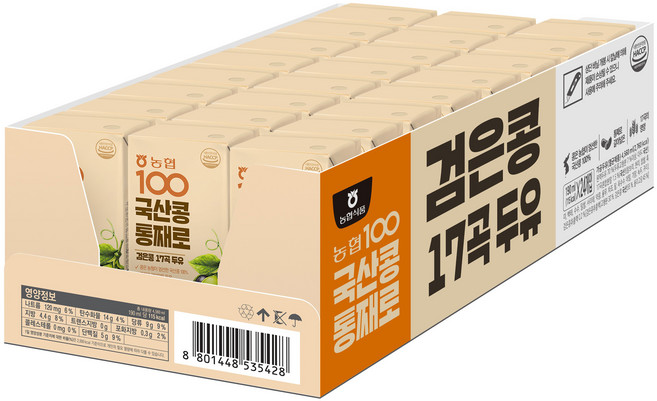 농협100 농협식품 국산콩 통째로 검은콩 17곡두유, 24개, 190ml