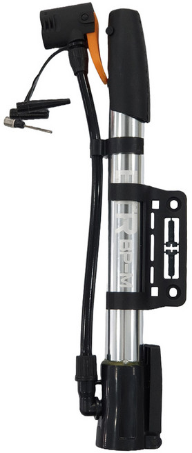 BTR 휴대용 자전거 펌프 BP-M, 1개, 실버 + 블랙