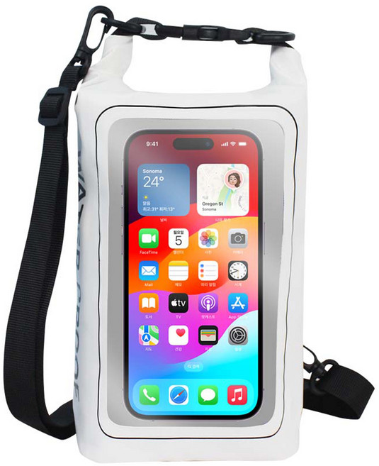 젤센 다용도 드라이 방수 스마트폰 분리 포켓 크로스백 2L, 1개, 화이트