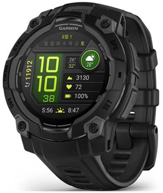 가민 인스팅트 3 AMOLED 아웃도어 GPS 스마트워치, 블랙, 45mm, GPS + 블루투스