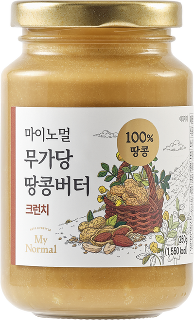마이노멀 무가당 땅콩버터 100% 크런치, 1개, 250g