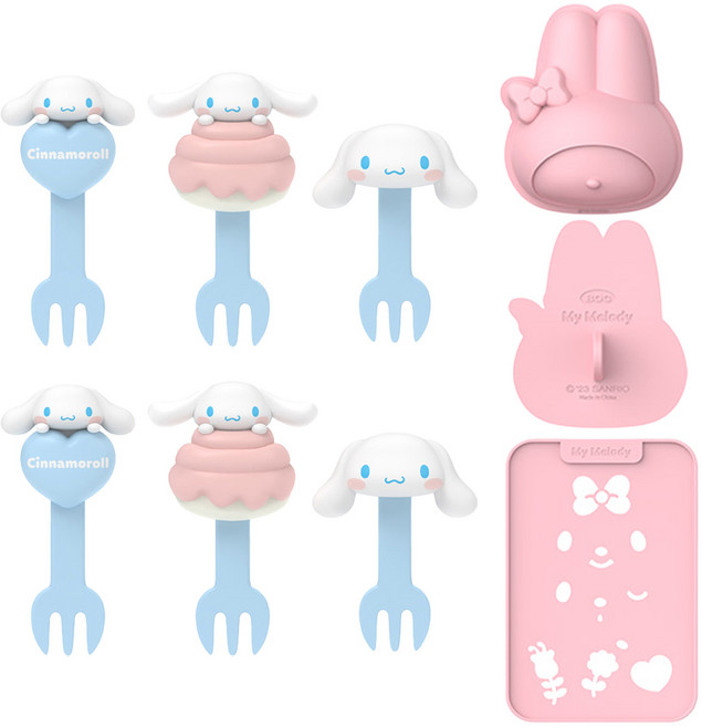 보프렌즈 산리오 포크픽 시나모롤 + 주먹밥틀 마이멜로디 세트, 혼합색상, 1세트
