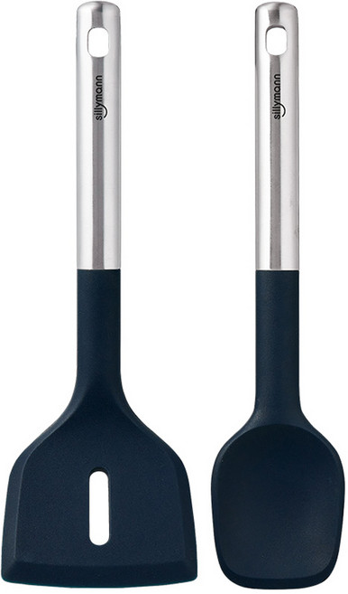 실리만 더볼드 실리콘 조리도구 2종 세트, 요리스푼 + 뒤집개, 미드나잇블루, 1세트