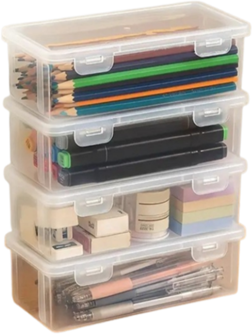 심플라인 사각 필통 수납함, 투명, 4개