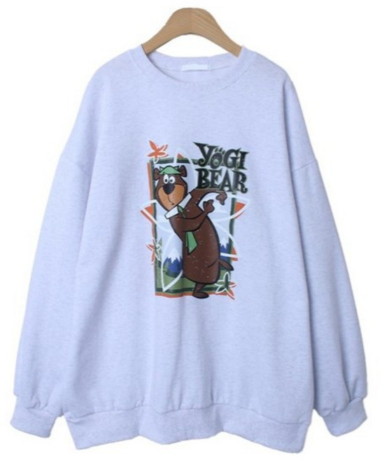 린다샵 체스 베어 프린팅 박시 맨투맨 cpt16217k51