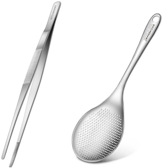 키친아트 스텐 조리도구 2p 세트, 1세트, 핀셋집게 + 타공국자