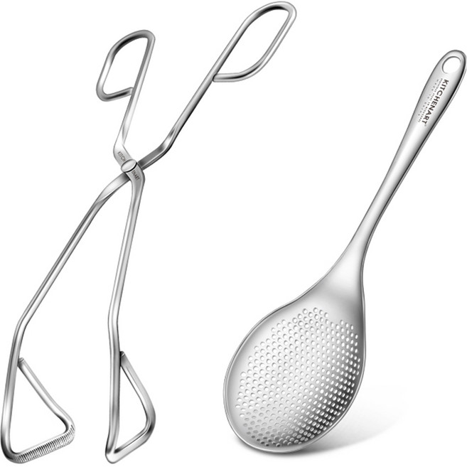 키친아트 스텐 조리도구 2p 세트, 1세트, 가위형집게 + 타공국자