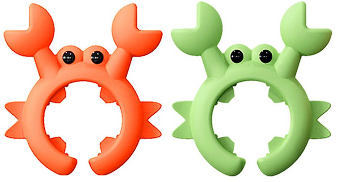 아루아 실리콘 꽃게 조리도구 국자 받침대, 오렌지, 그린, 2개