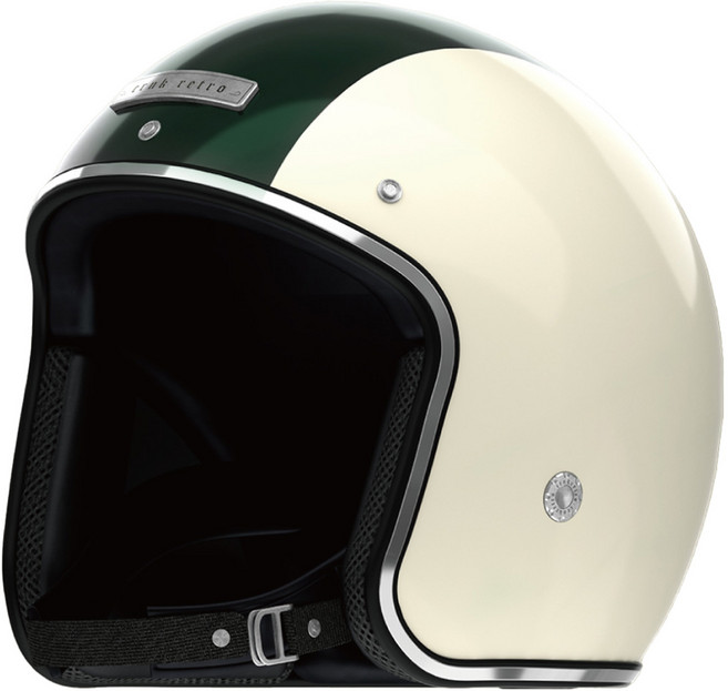 크랭크 레트로 오픈페이스 헬멧, 스트라이프화이트, 1개