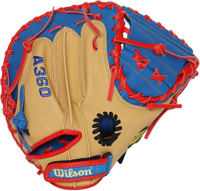 Wilson 韓版 A360 捕手手套 棒球手套 右投用 WBK2436BL01315R, 金黃色, 1個
