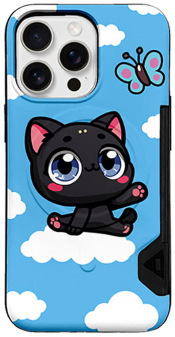 까미또 까만 고양이 미또 맥세이프 카드2장 범퍼 휴대폰 케이스