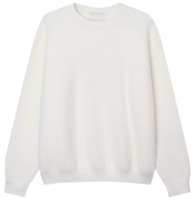 빅이지 남성용 오버핏 앙고라 모헤어 라운드 풀오버 니트