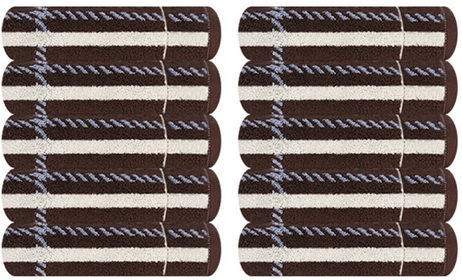 카운테스마라 CM 체크 리버스패턴 세면타올 200g 30수 면사, 10개, 브라운