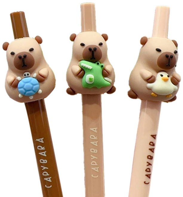 아트조이 카피바라 클릭 젤 잉크펜 0.5mm 3종 세트, 혼합색상, 1세트