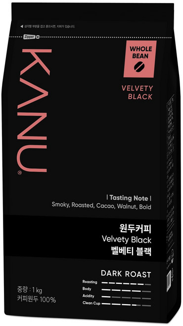 카누 벨베티 블랙 원두커피, 홀빈(분쇄안함), 1kg, 1개