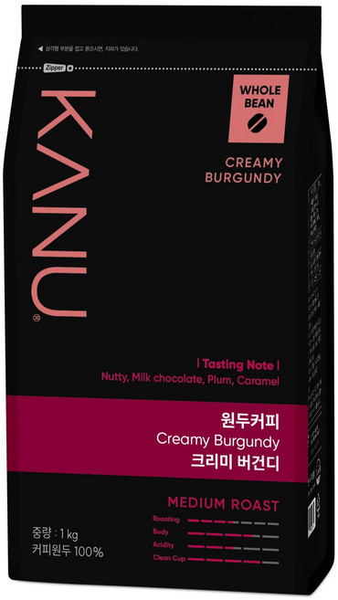 카누 크리미 버건디 원두커피, 홀빈(분쇄안함), 1kg, 1개
