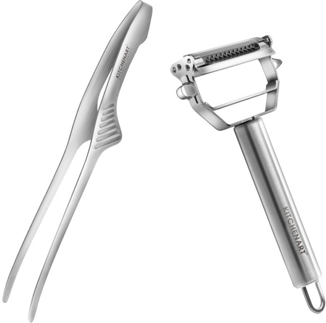 키친아트 스텐 조리도구 2p 세트, 1세트, 스탠드집게 + 멀티채칼