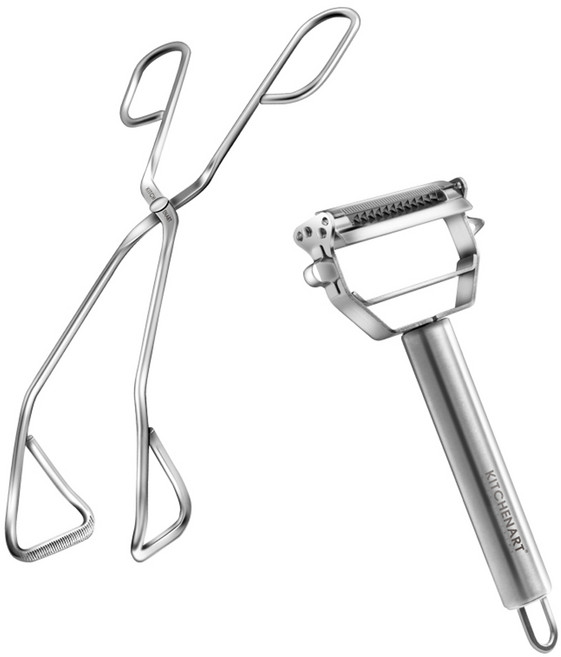 키친아트 스텐 조리도구 2p 세트, 1세트, 가위형집게 + 멀티채칼