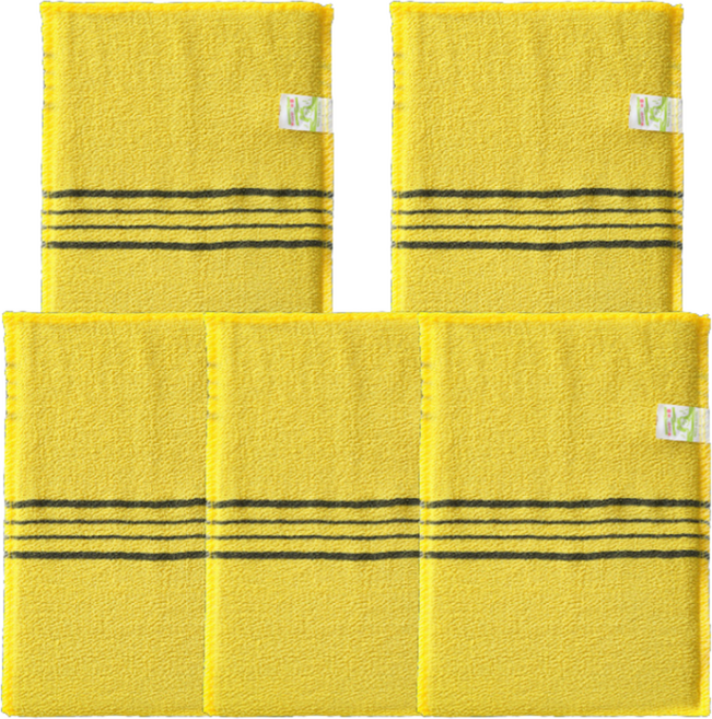 꾸지 고급 때밀이 이태리 타월, 옐로우, 5개, 1개입