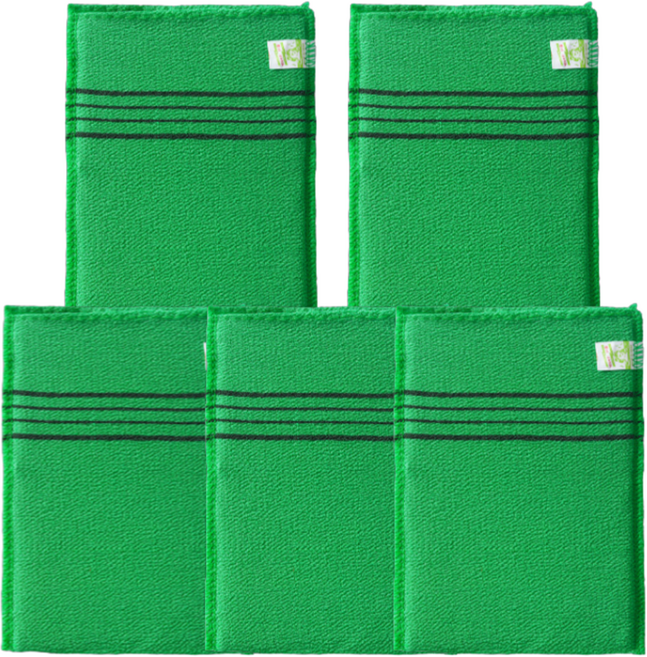 꾸지 고급 때밀이 이태리 타월, 그린, 5개, 1개입