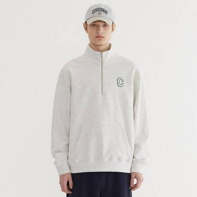 커버낫 남녀공용 C 로고 하프 집업 맨투맨