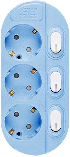 이어지다 개별 스위치 컬러 멀티탭 3구, 1.5m, 파랑, 1개