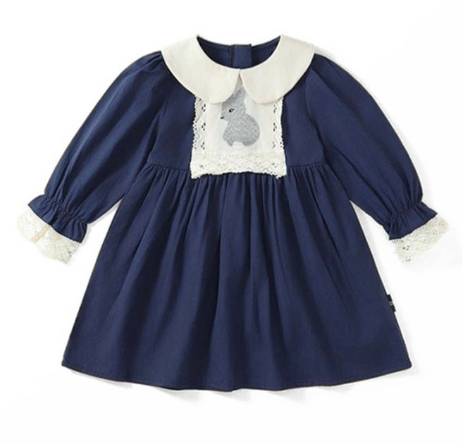 유블리 여아용 오미 동물캐릭터 라운드카라 퍼프소매 A라인 주름 원피스