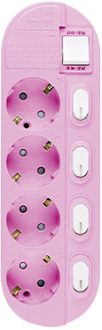 이어지다 개별 스위치 컬러 멀티탭 4구, 8m, 분홍, 1개
