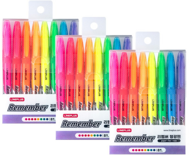 라인플러스 리멤버 형광펜 8색 세트, 3세트