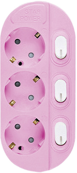 이어지다 개별 스위치 컬러 멀티탭 3구, 2.5m, 분홍, 1개