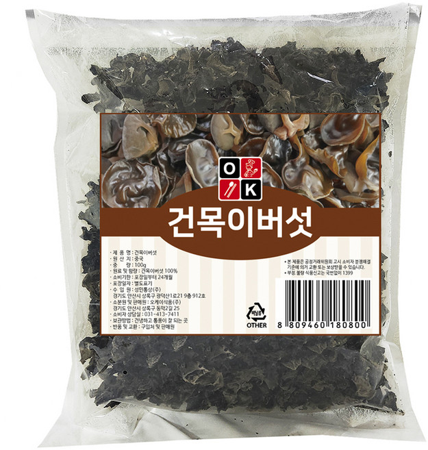 오케이식품 건 목이버섯, 1개, 100g