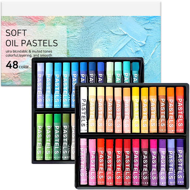 문구담 미술 소프트 오일파스텔, 1세트, 48색