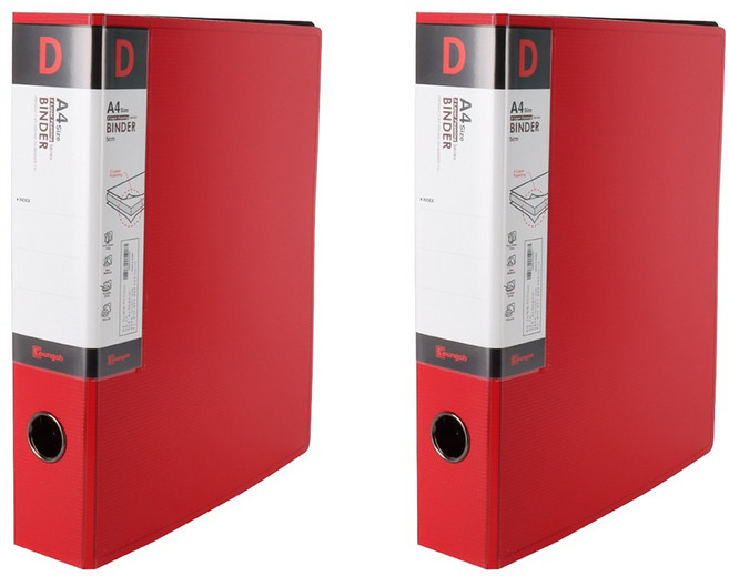 영오 신소재 D링 바인더 7cm, 레드, 2개