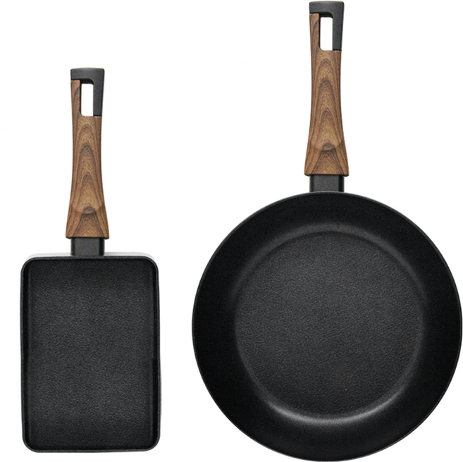 실바트 인덕션 까리노 프라이팬 세트 2개, 블랙, 계란말이팬 18cm + 프라이팬 24cm, 1세트