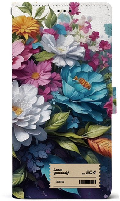 케이스퍼시픽 페인트플라워 가죽 다이어리형 휴대폰 케이스