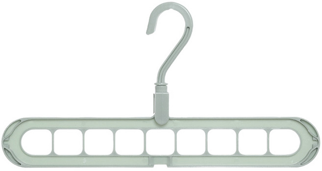 아이예스 플라스틱 가로세로 9구 틈새 옷장 정리대 옷걸이, 그린, 1개