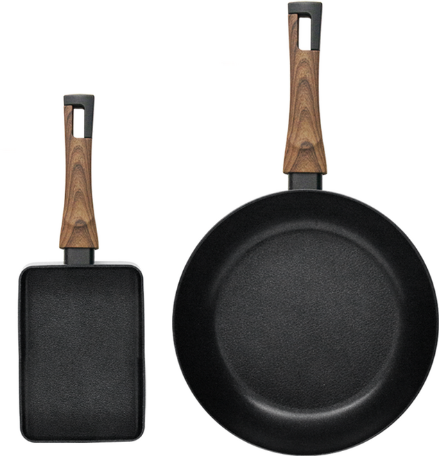 Silvat Carino IH電磁爐平底鍋2件組, 玉子燒鍋 18cm + 平底鍋 30cm, 1套, 黑色