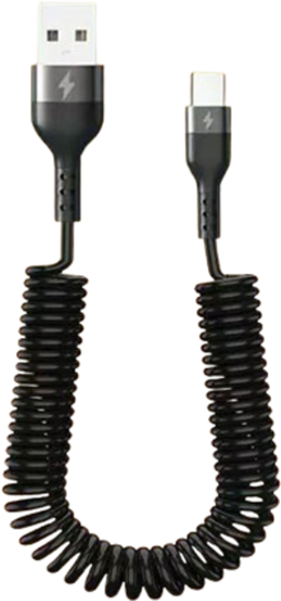 파워샷 A타입-C타입 스피링 릴케이블 휴대폰 테블릿 충전 케이블, 블랙, 1개, 2m
