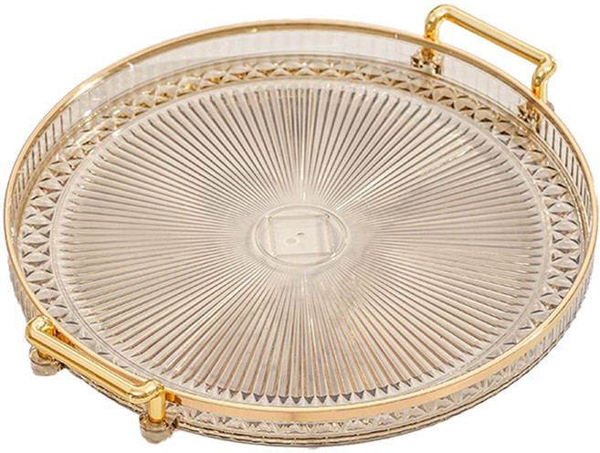 머니풀 럭셔리 예쁜 원형 트레이 쟁반, LX Gold, 1개