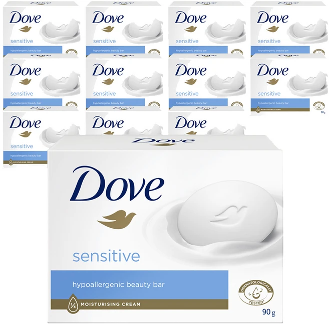 도브 센스티브 뷰티 바 비누 무향, 90g, 12개입 - 쿠팡