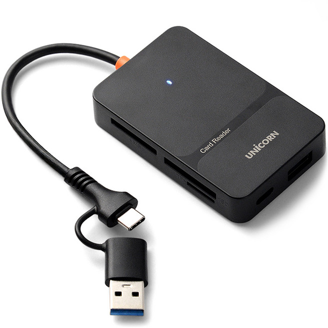 유니콘 USB 통합 멀티 6in1 USB 3.2 Gen1 C 앤 A타입 듀얼컨넥터 카드리더기, XC-6000M, 블랙, 1개