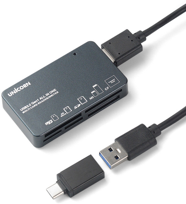 유니콘 멀티 USB3.2 Gen1 6in1 올인원117종 지원 카드리더기, 블랙, 1개, XC-5000M